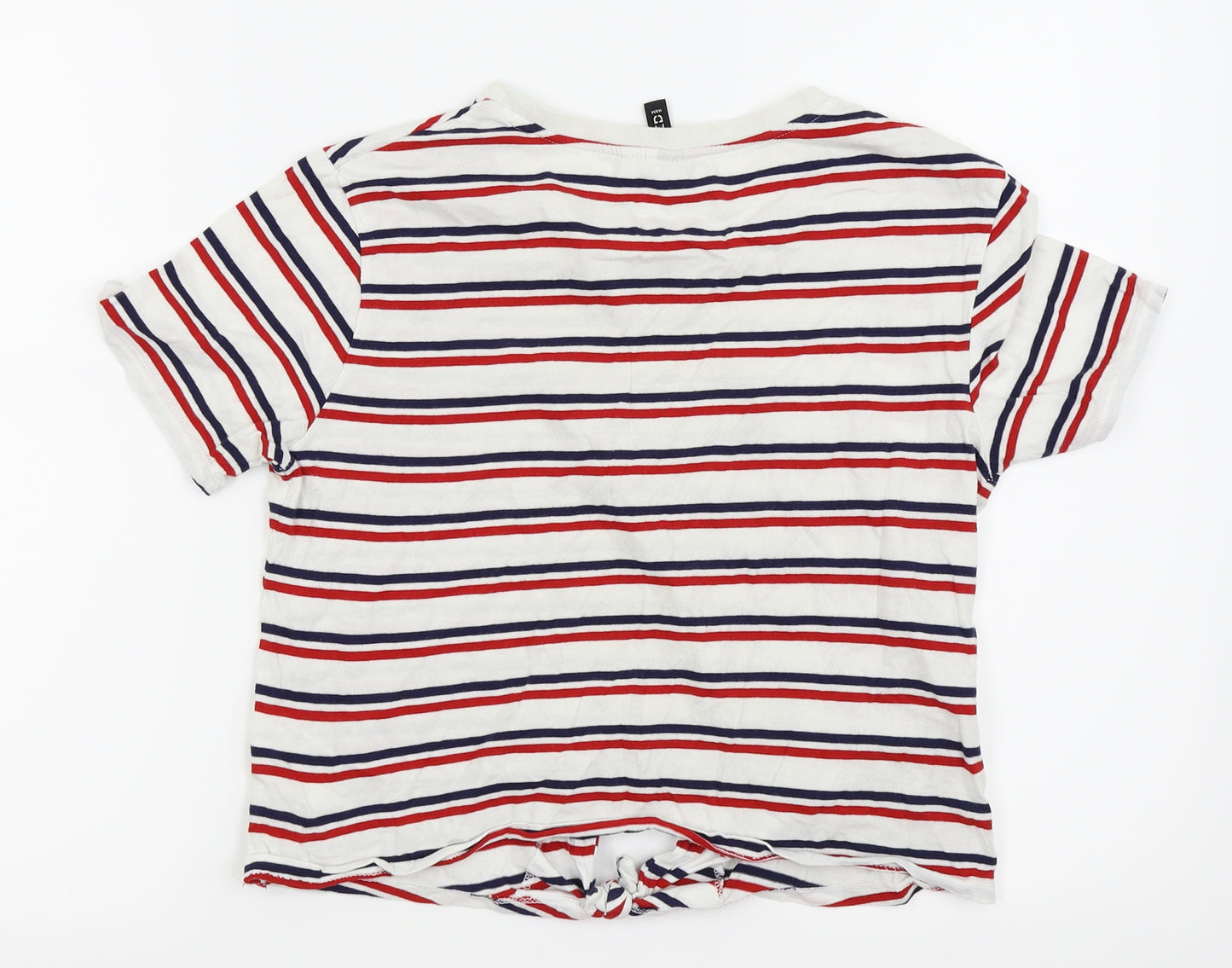 Divided by H&M Womens White Striped  Basic Polo Size S