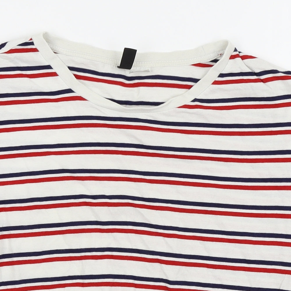 Divided by H&M Womens White Striped  Basic Polo Size S