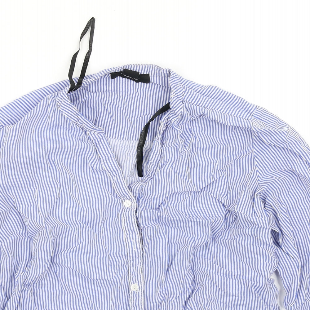 aymosphere Womens Blue Striped  Basic Button-Up Size 16