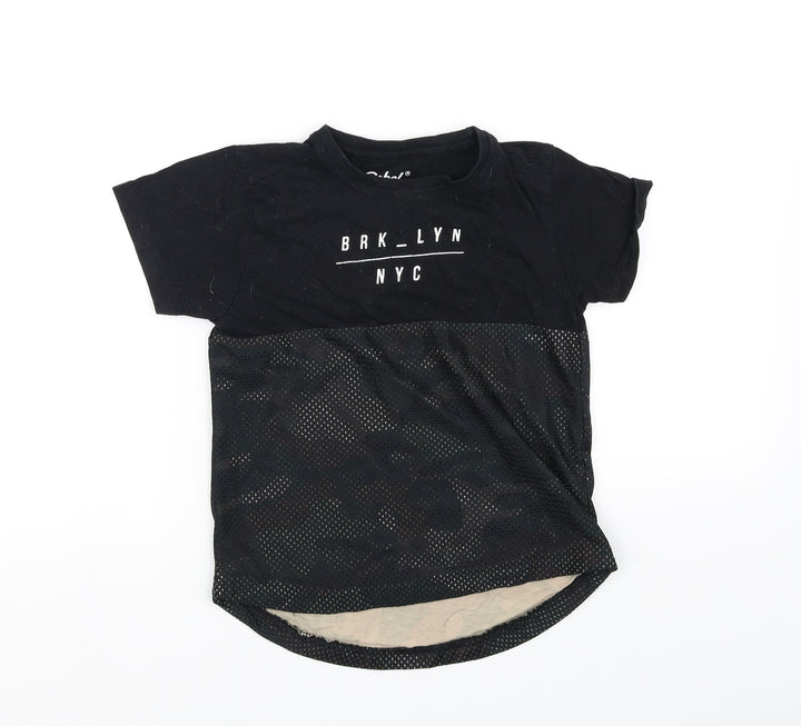 brk lyn Boys Black Basic T-Shirt Size 6-7 Years