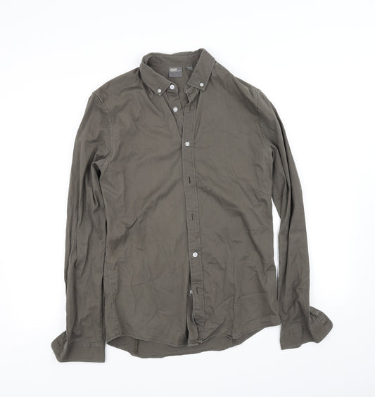 Front view of ASOS men’s grey button-up, size S