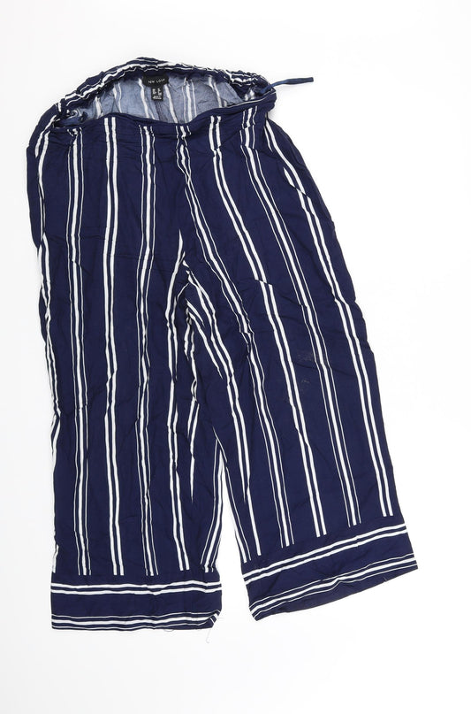 Front view of New Look women’s blue trousers, size UK 12, 35-inch leg