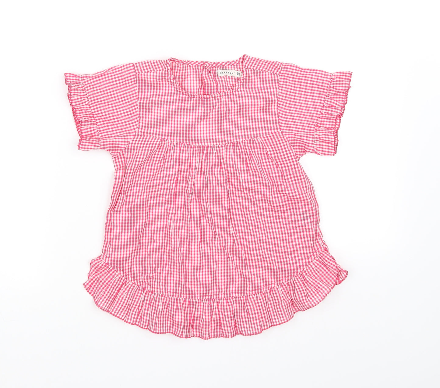 csrafted Girls Red Check  Basic Button-Up Size 5-6 Years