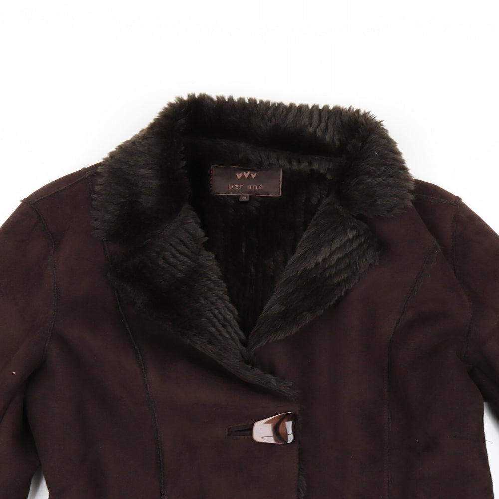 Per Una Womens Brown   Jacket  Size M  - Suede Effect