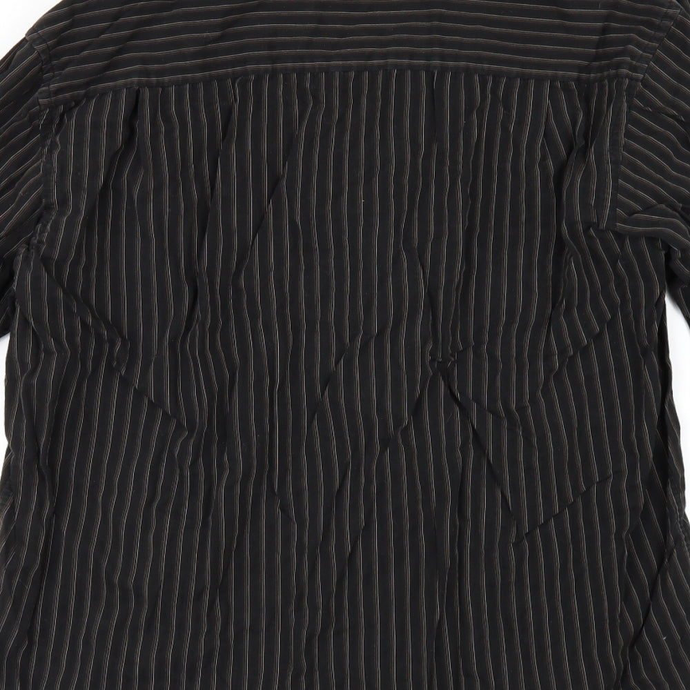 F&F Mens Black Striped   Button-Up Size 16