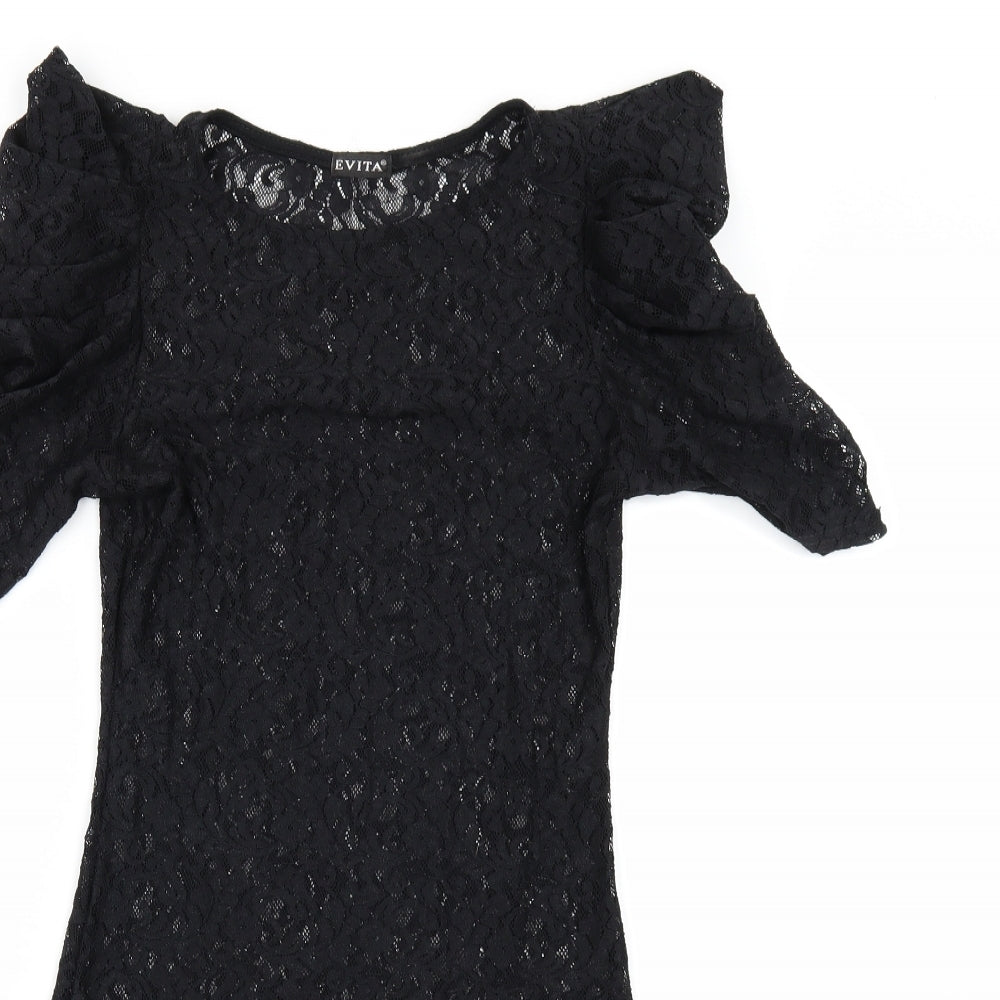 Evita Womens Black  Lace Bodycon  Size 8  - See Through