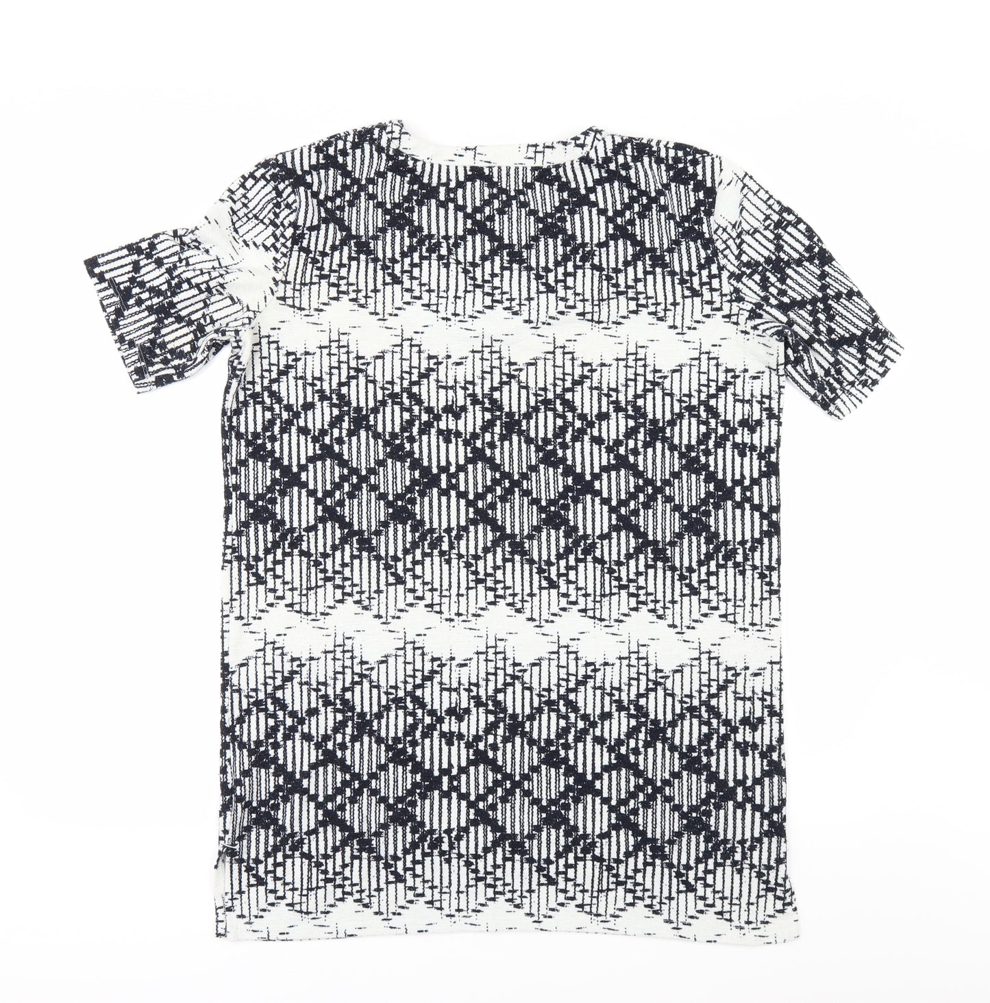 NEXT Womens White Geometric  Basic T-Shirt Size 14