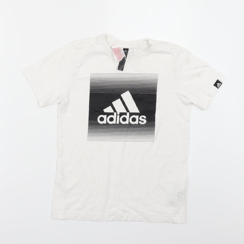 adidas Boys White   Basic T-Shirt Size 9-10 Years