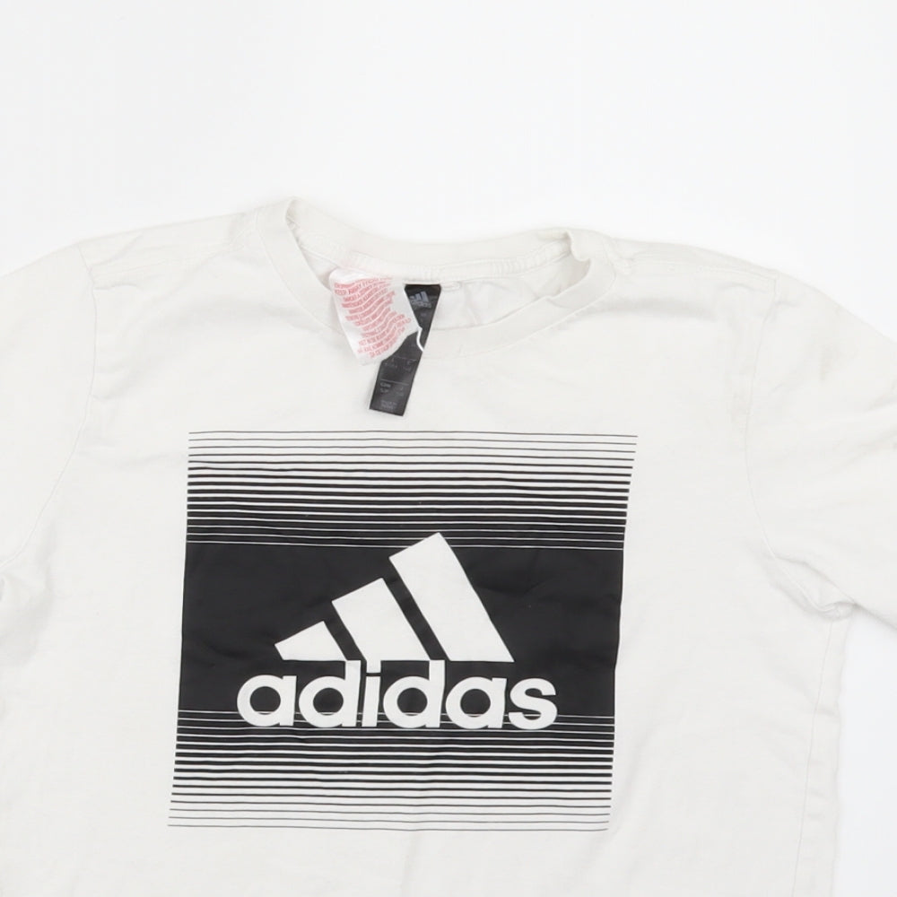 adidas Boys White   Basic T-Shirt Size 9-10 Years