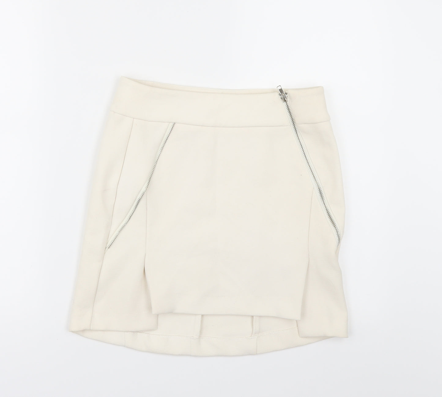 Preworn Womens Ivory   Mini Skirt Size 30 in