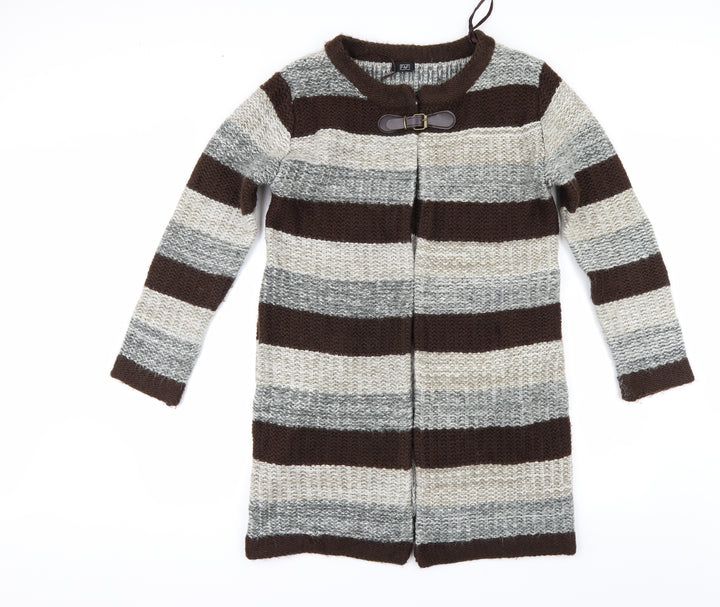 F&F Womens Beige Striped Cardigan Jumper Size M