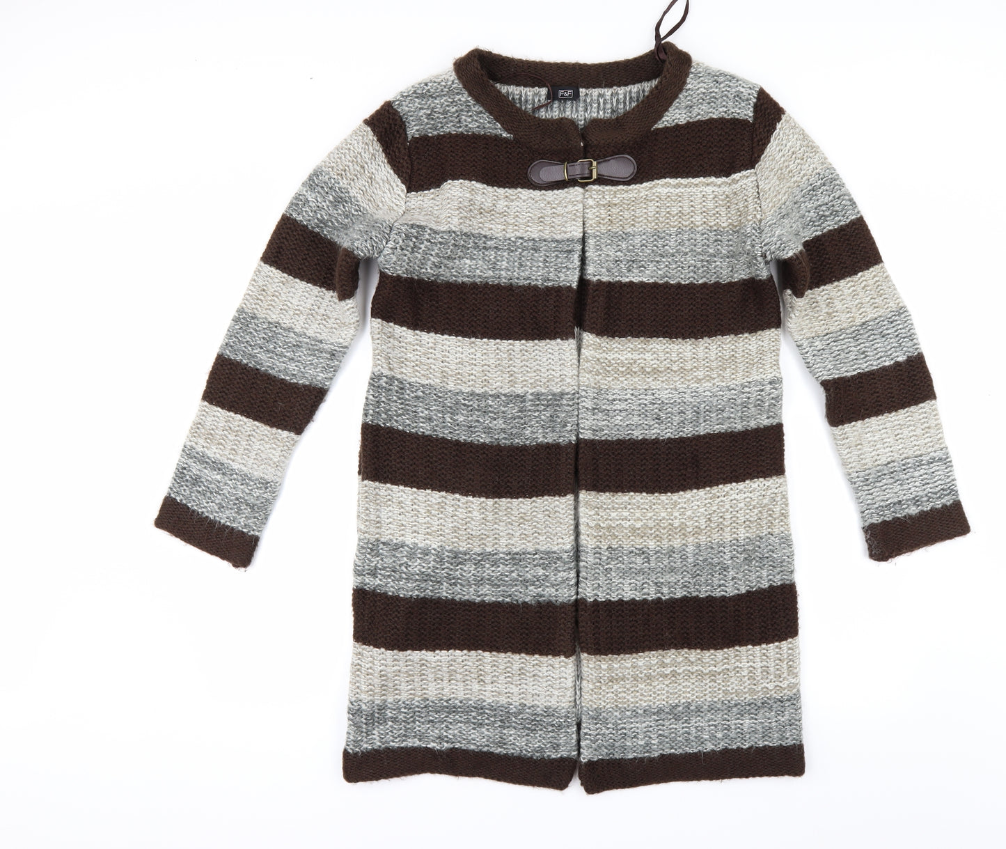 F&F Womens Beige Striped  Cardigan Jumper Size M