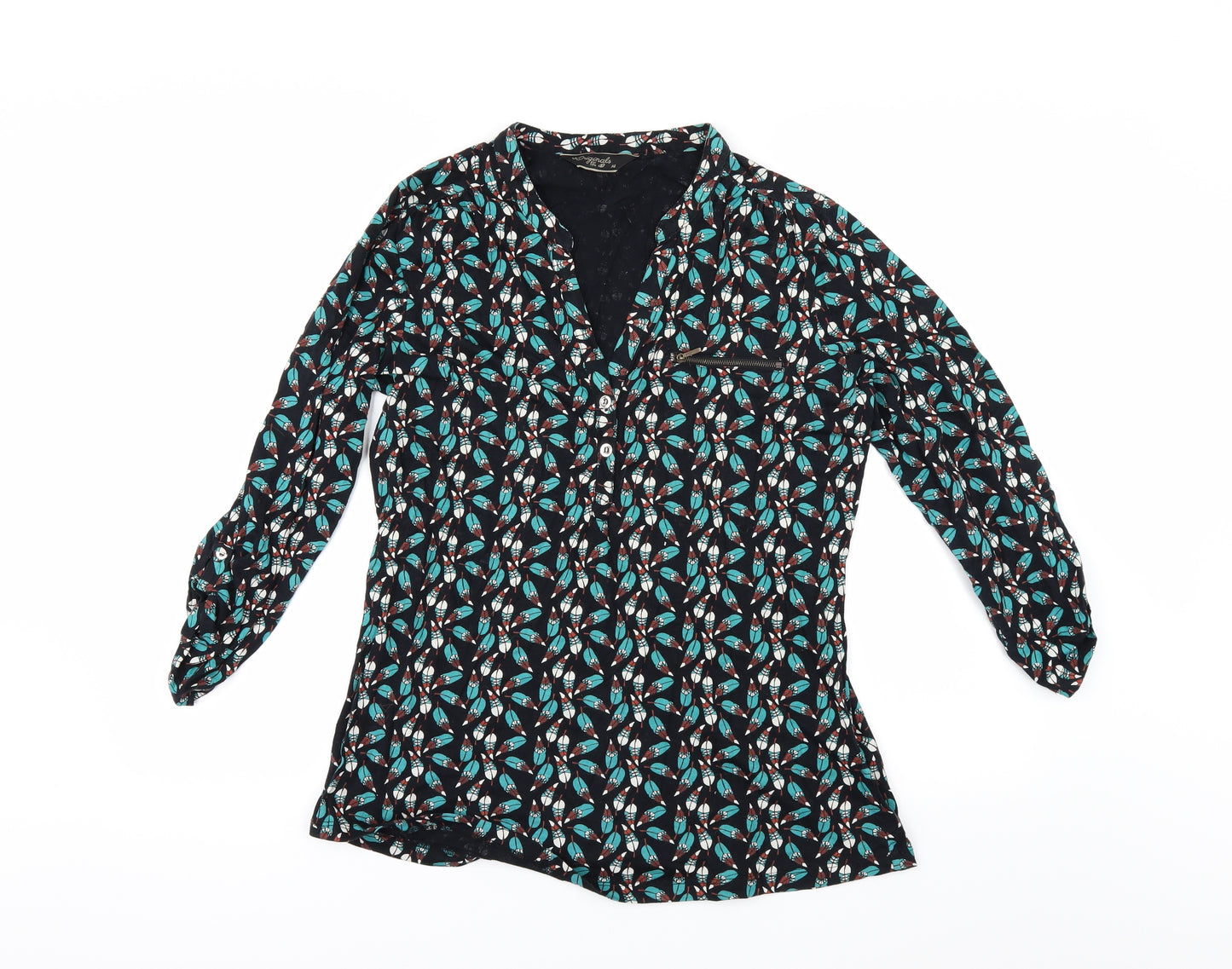 Original Womens Beige Floral  Basic T-Shirt Size 14