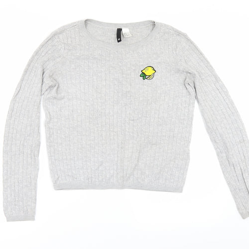 H&M Womens Grey   Pullover Jumper Size M
