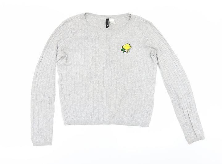 H&M Womens Grey   Pullover Jumper Size M