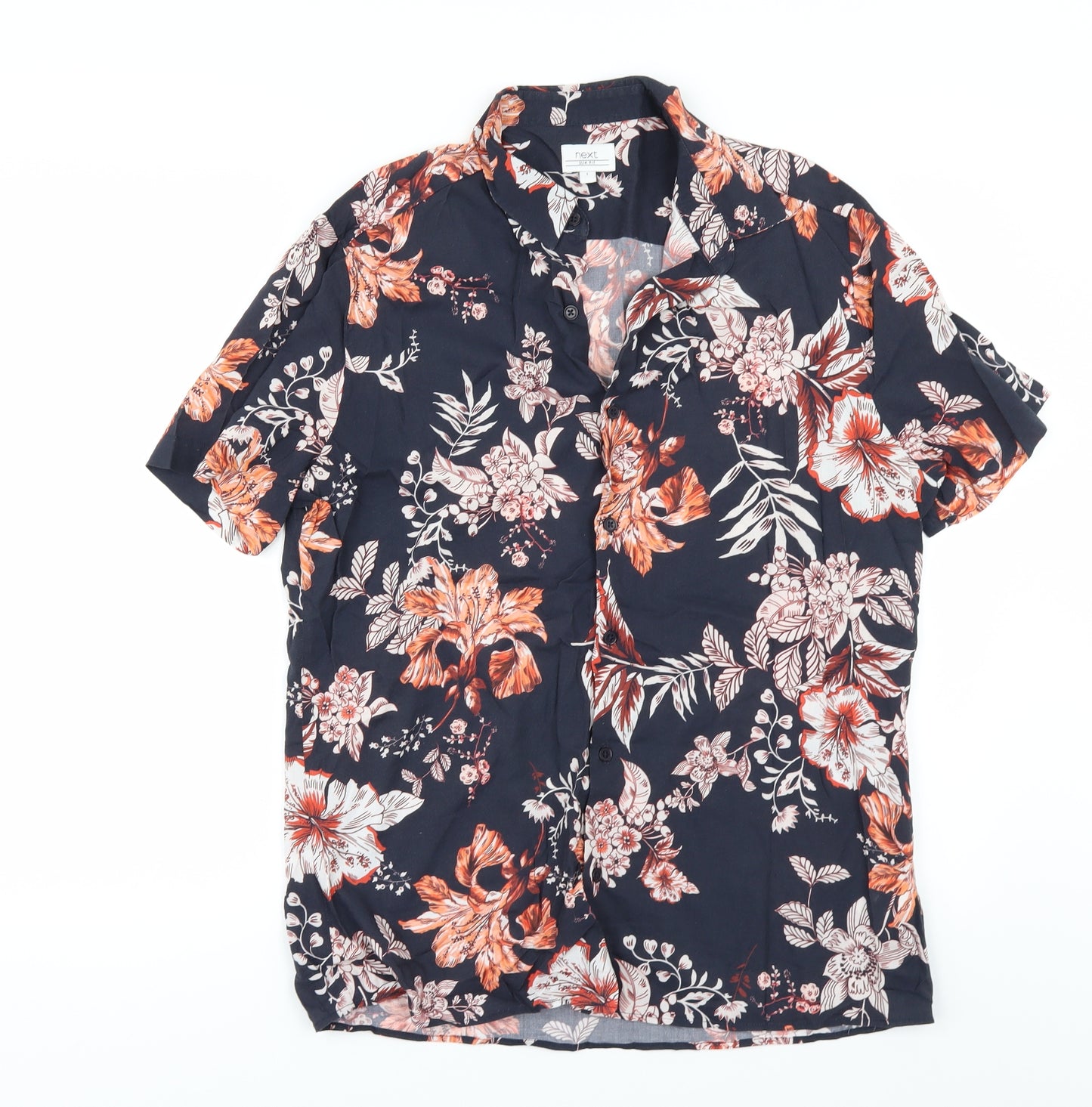 NEXT Mens Blue Floral   Button-Up Size L