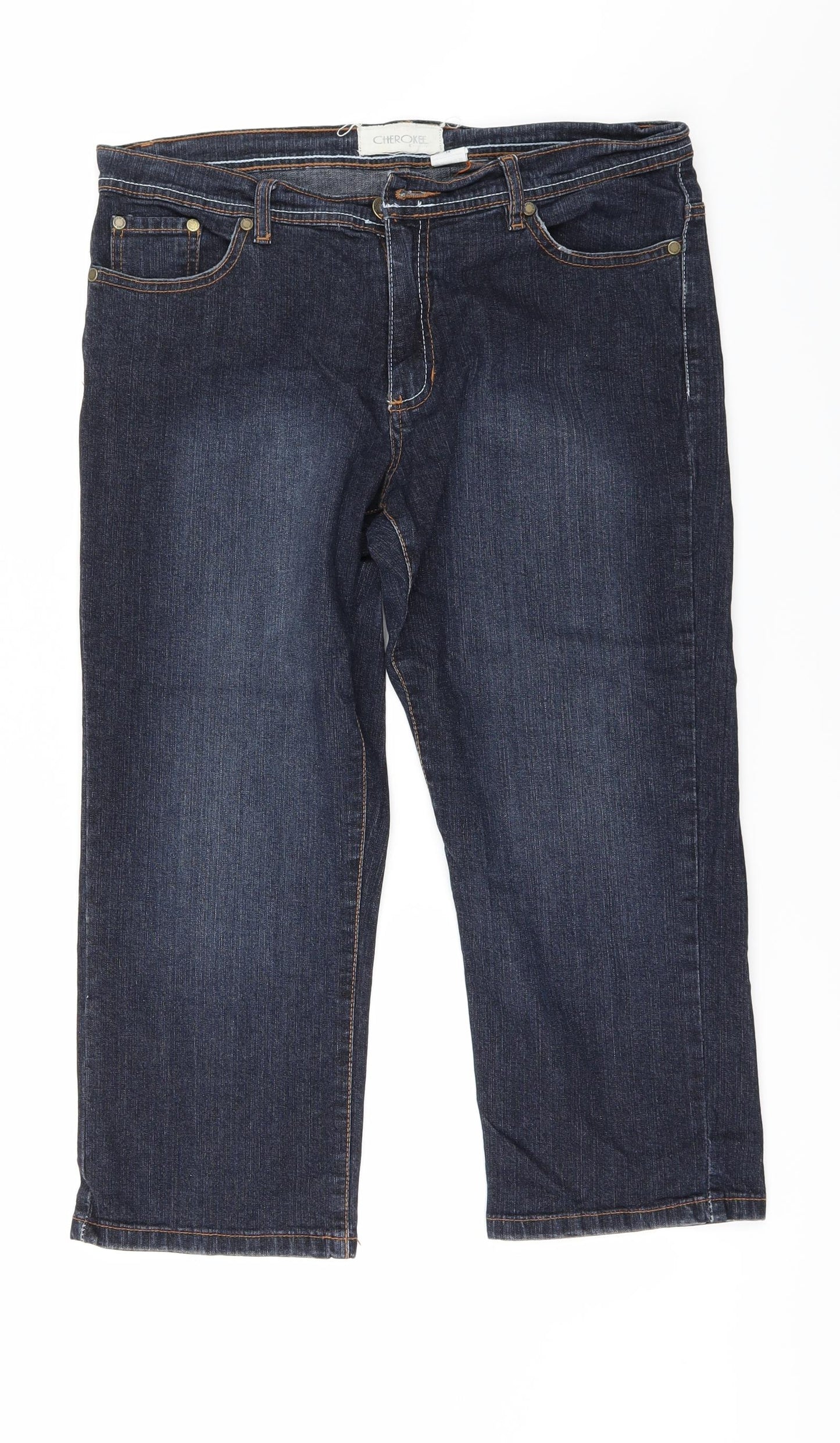 Cherokee Womens Black  Denim Cropped Jeans Size 14 L23 in