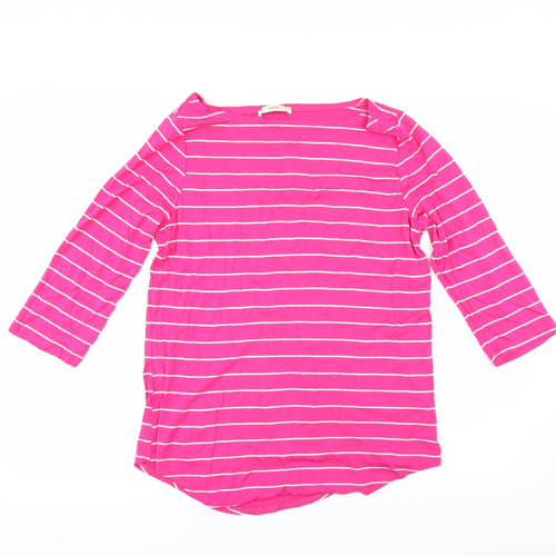 George Womens Pink Striped  Basic T-Shirt Size 16