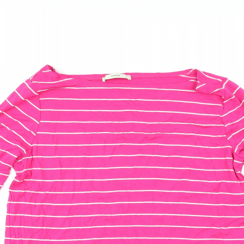 George Womens Pink Striped  Basic T-Shirt Size 16