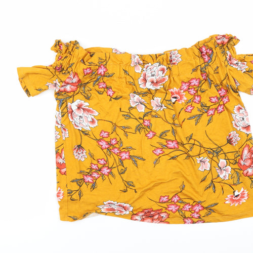 Primark Womens Yellow Floral  Basic Blouse Size 10