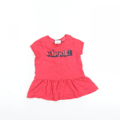 George Girls Pink   Basic T-Shirt Size 12-18 Months  - MINNIE MOUSE