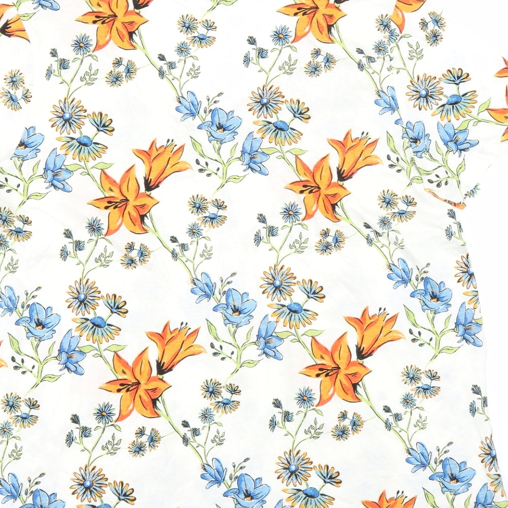 Nutmeg Womens White Floral  Basic T-Shirt Size 18
