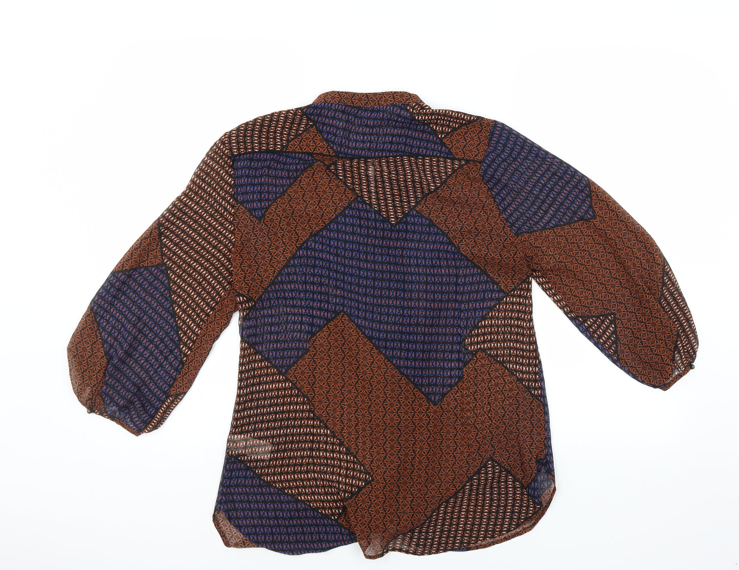 Marks and Spencer Womens Brown Geometric  Basic Blouse Size 12