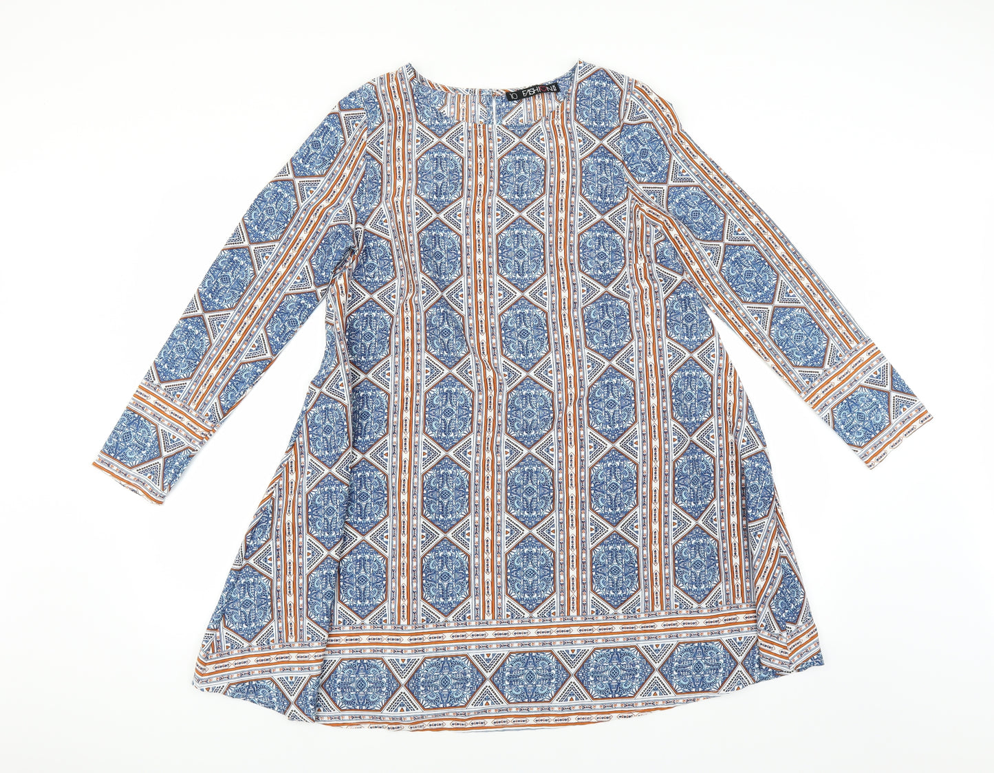 Fashion Womens Blue Geometric  A-Line  Size 10