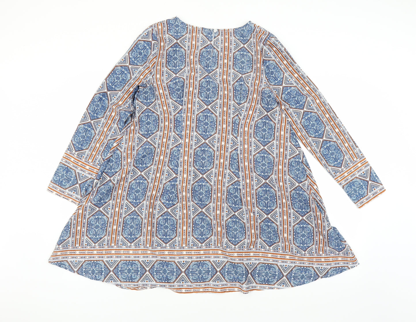 Fashion Womens Blue Geometric  A-Line  Size 10