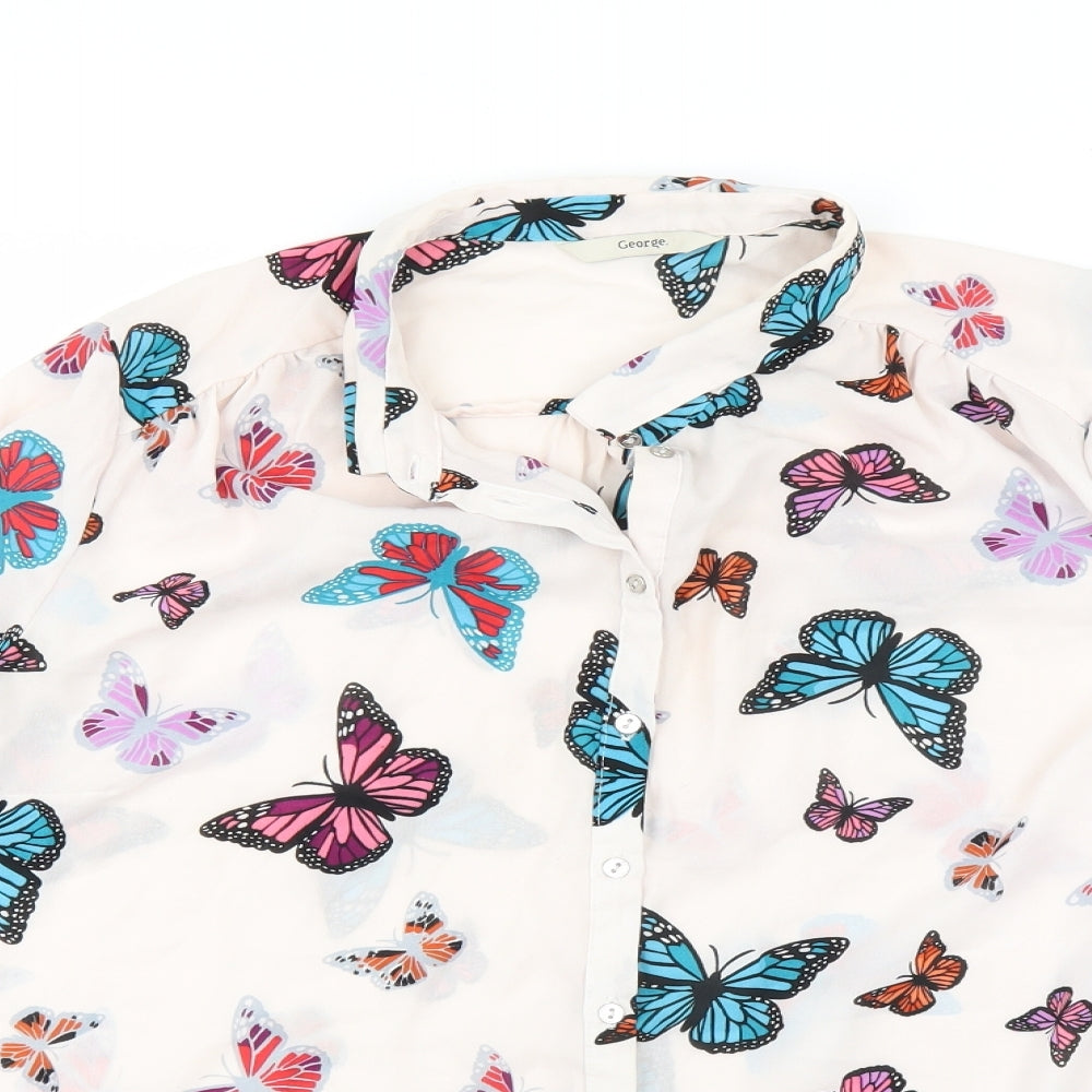 George Womens Pink   Basic Blouse Size 12  - BUTTERFLIES