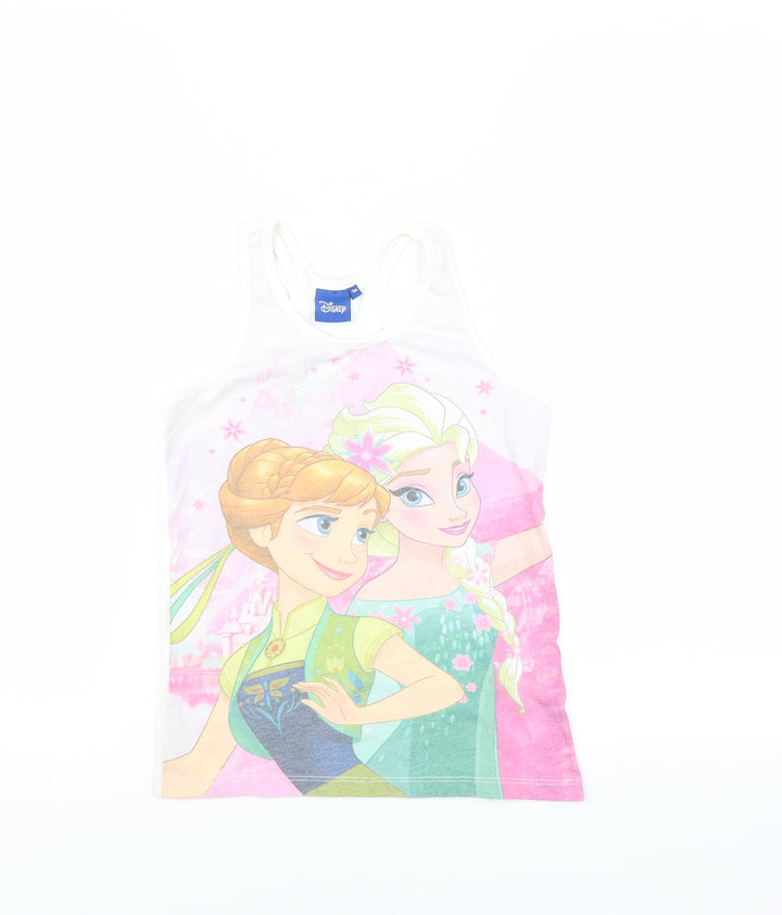 Disney Girls White Basic Tank Size 10 Years - frozen