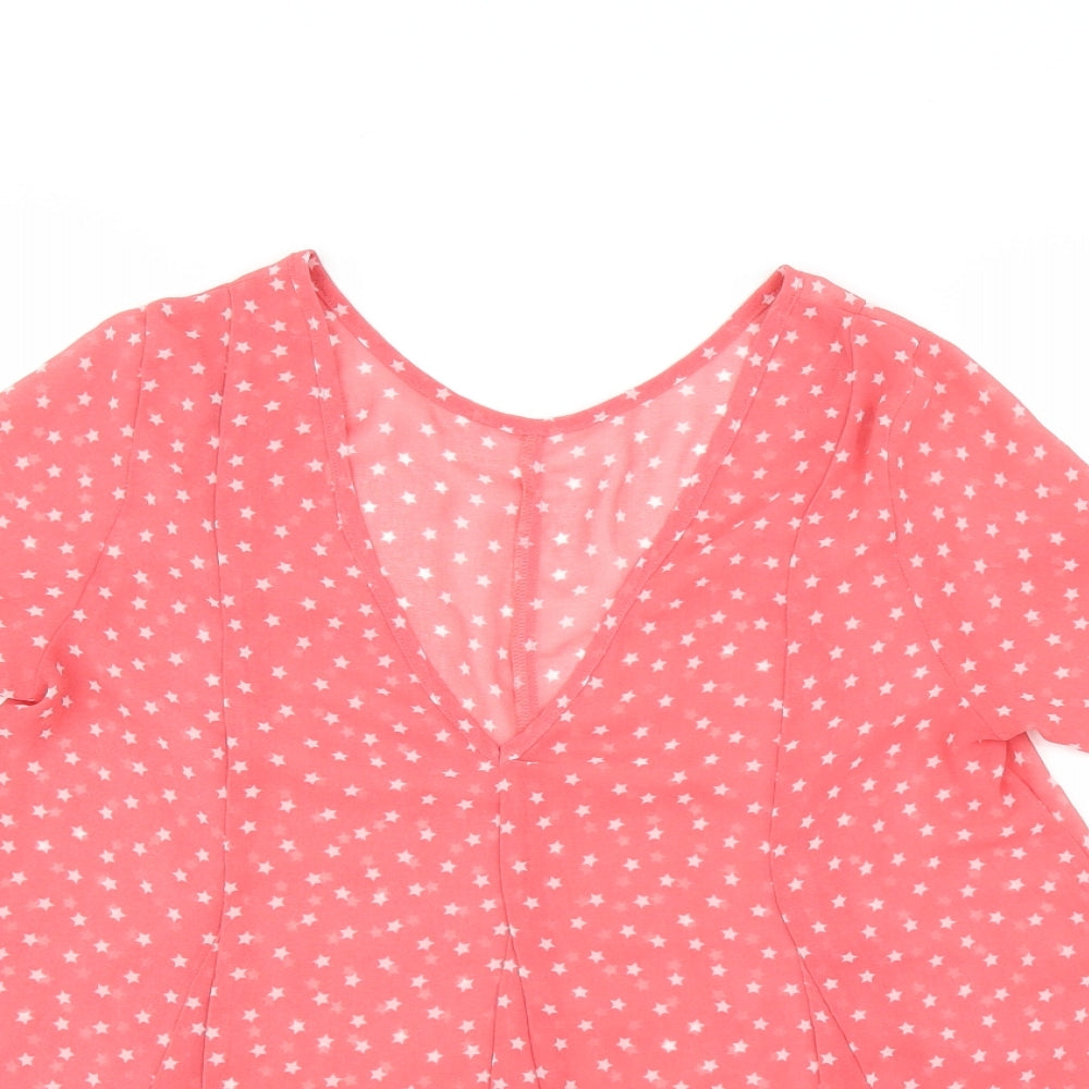 NEXT Womens Pink   Basic Blouse Size 6  - star pattern sheer