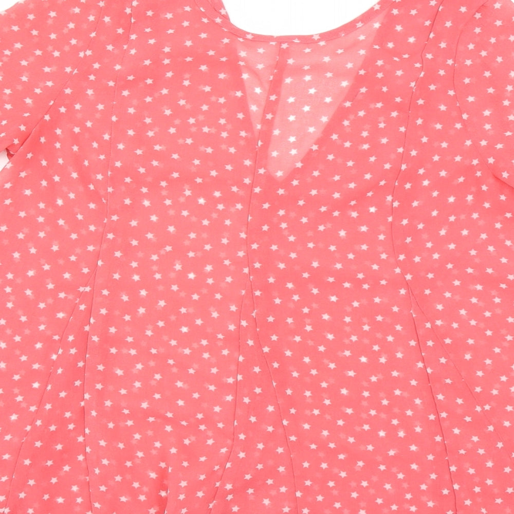 NEXT Womens Pink   Basic Blouse Size 6  - star pattern sheer