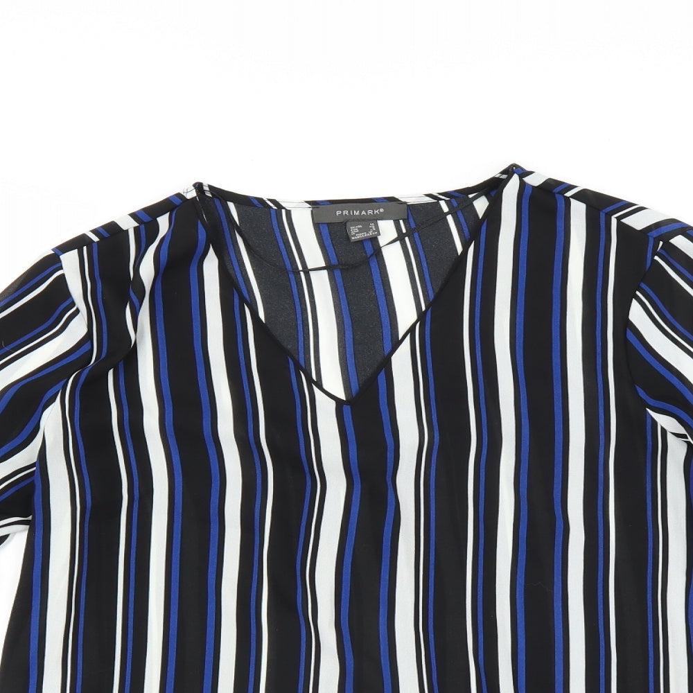 Primark Womens Black Striped  Basic Blouse Size 12