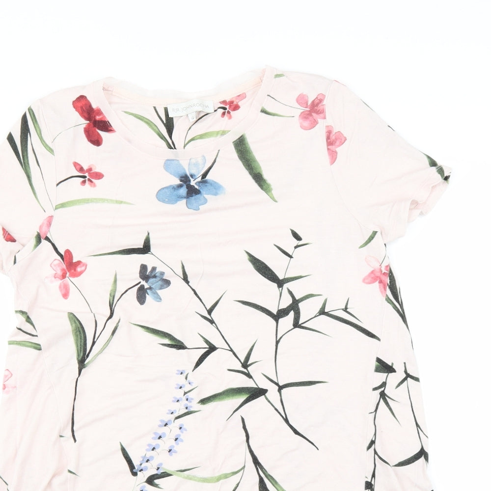 Rocha John Rocha Womens Pink Floral  Basic T-Shirt Size 12