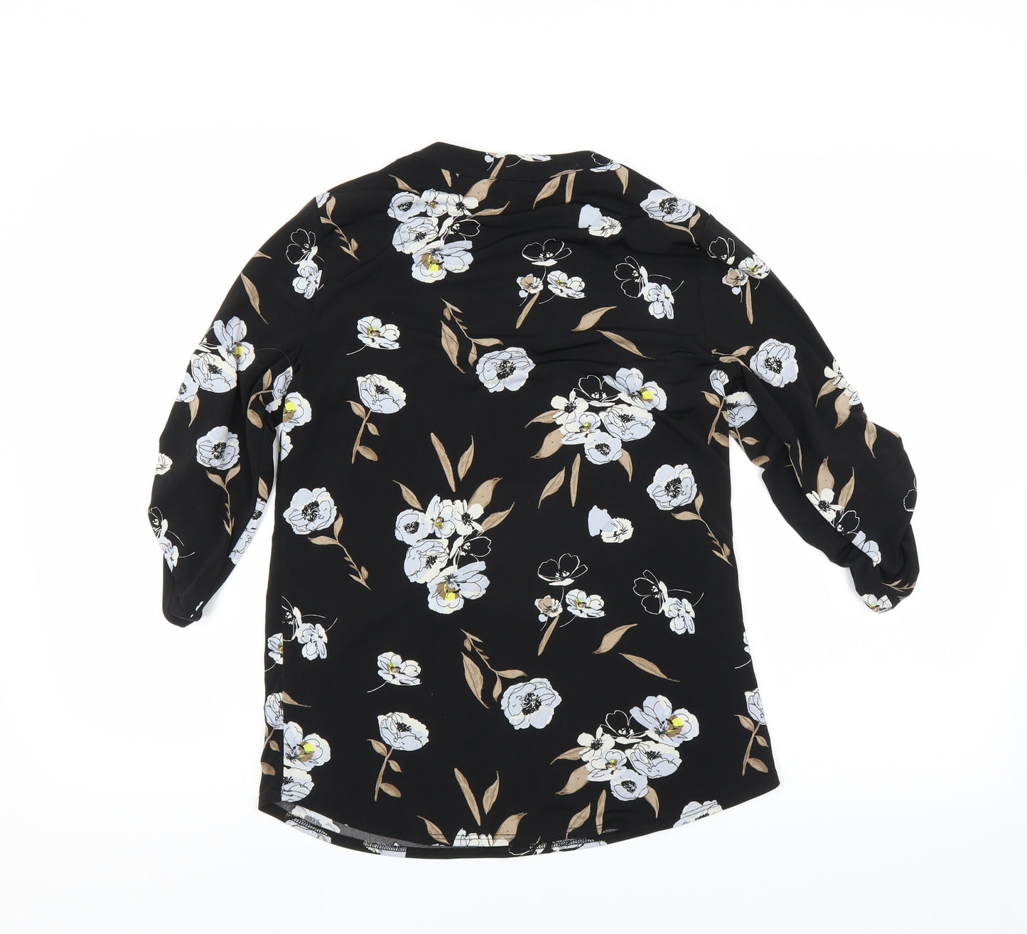 George Womens Black Floral  Basic Blouse Size 8