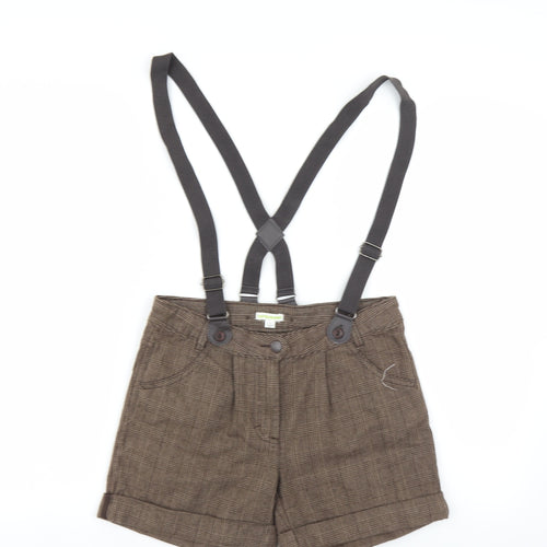 Vertbaudet Womens Brown Plaid  Hot Pants Shorts Size 14 - Braces Included