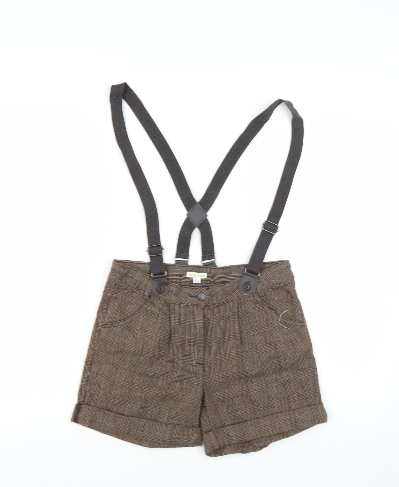 Vertbaudet Womens Brown Plaid  Hot Pants Shorts Size 14 - Braces Included