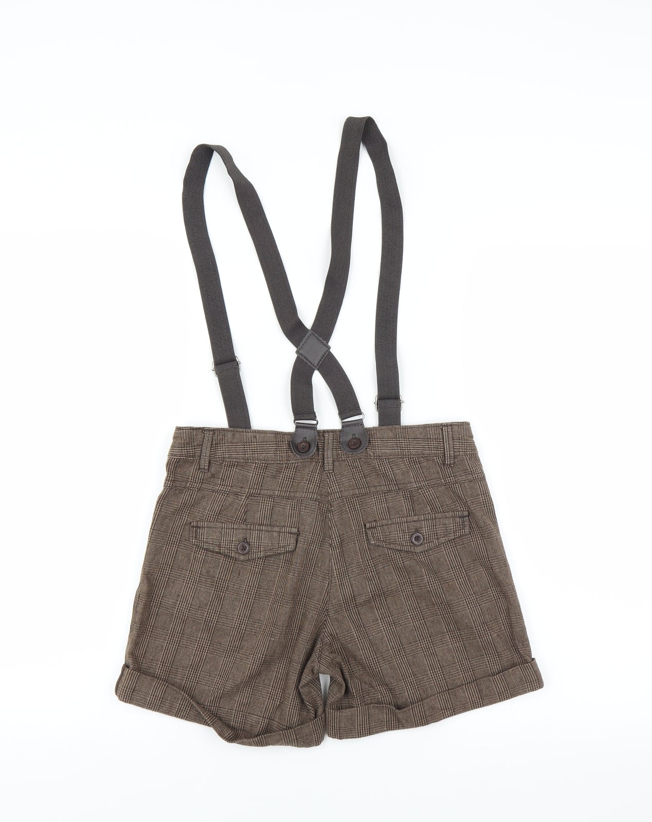 Vertbaudet Womens Brown Plaid  Hot Pants Shorts Size 14 - Braces Included