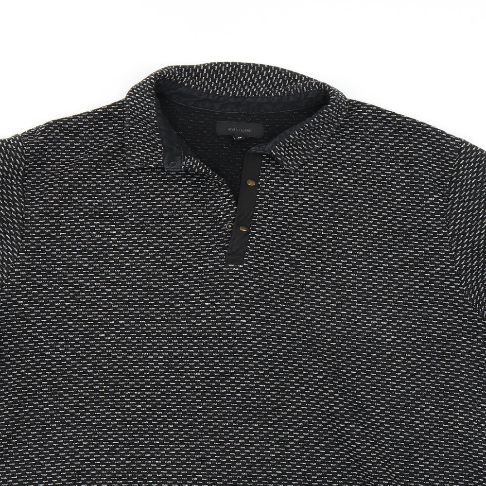 River Island Mens Black    Polo Size XL