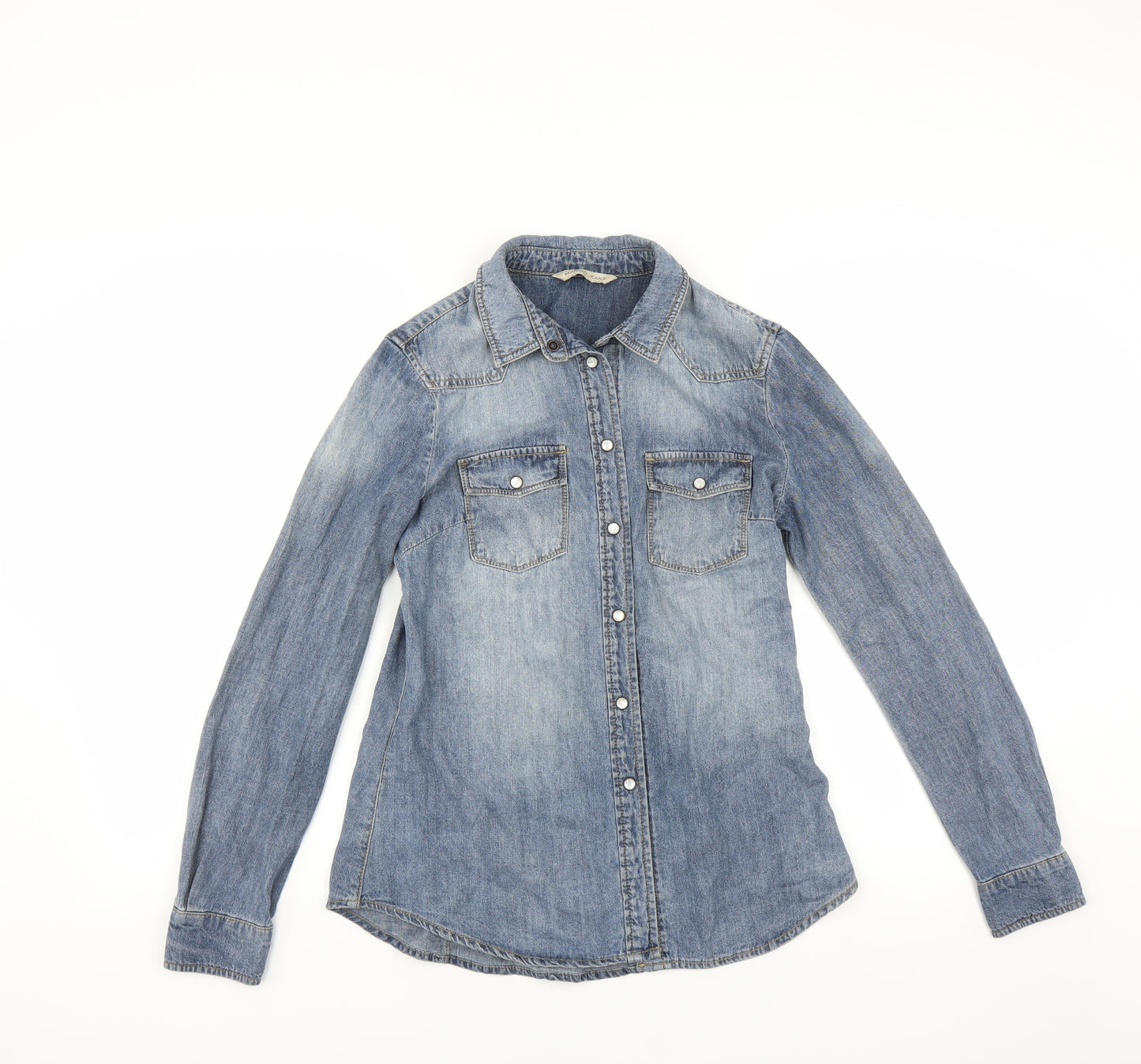 Mango Womens Blue  Denim Basic Button-Up Size M