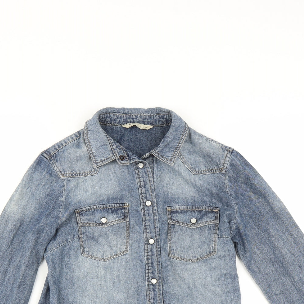 Mango Womens Blue  Denim Basic Button-Up Size M