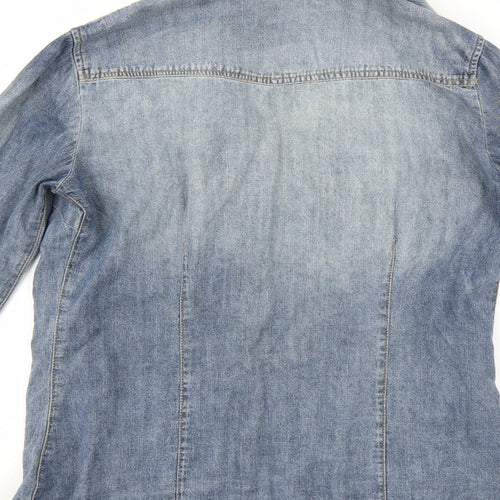 Mango Womens Blue  Denim Basic Button-Up Size M