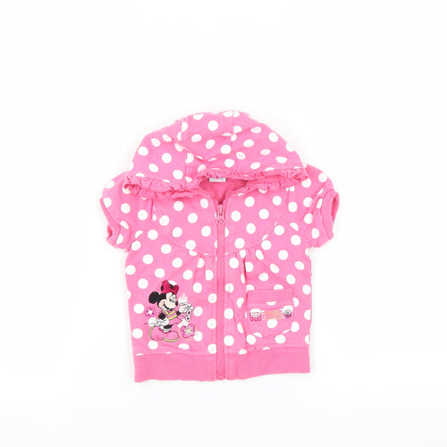 Disney Girls Pink Polka Dot  Cardigan Jumper Size 3-6 Months  - MINNIE MOUSE hooded sweatshirt