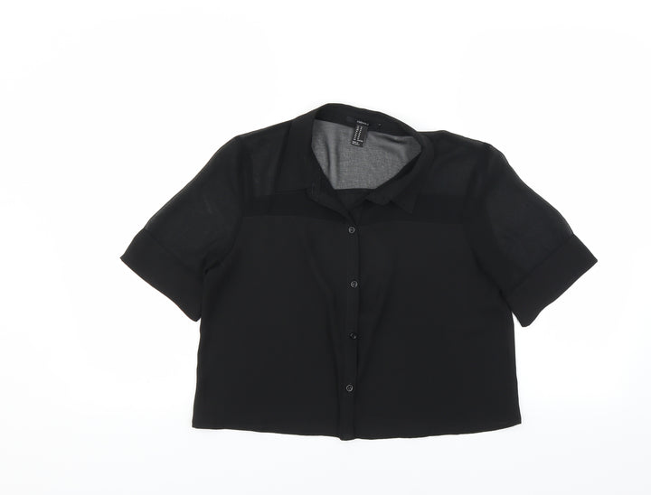 FOREVER 21 Womens Black Cropped Blouse Size M - sheer