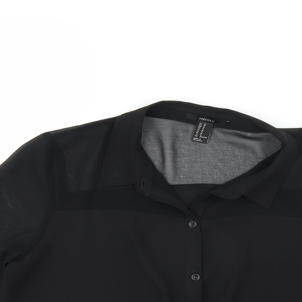 FOREVER 21 Womens Black   Cropped Blouse Size M  - sheer