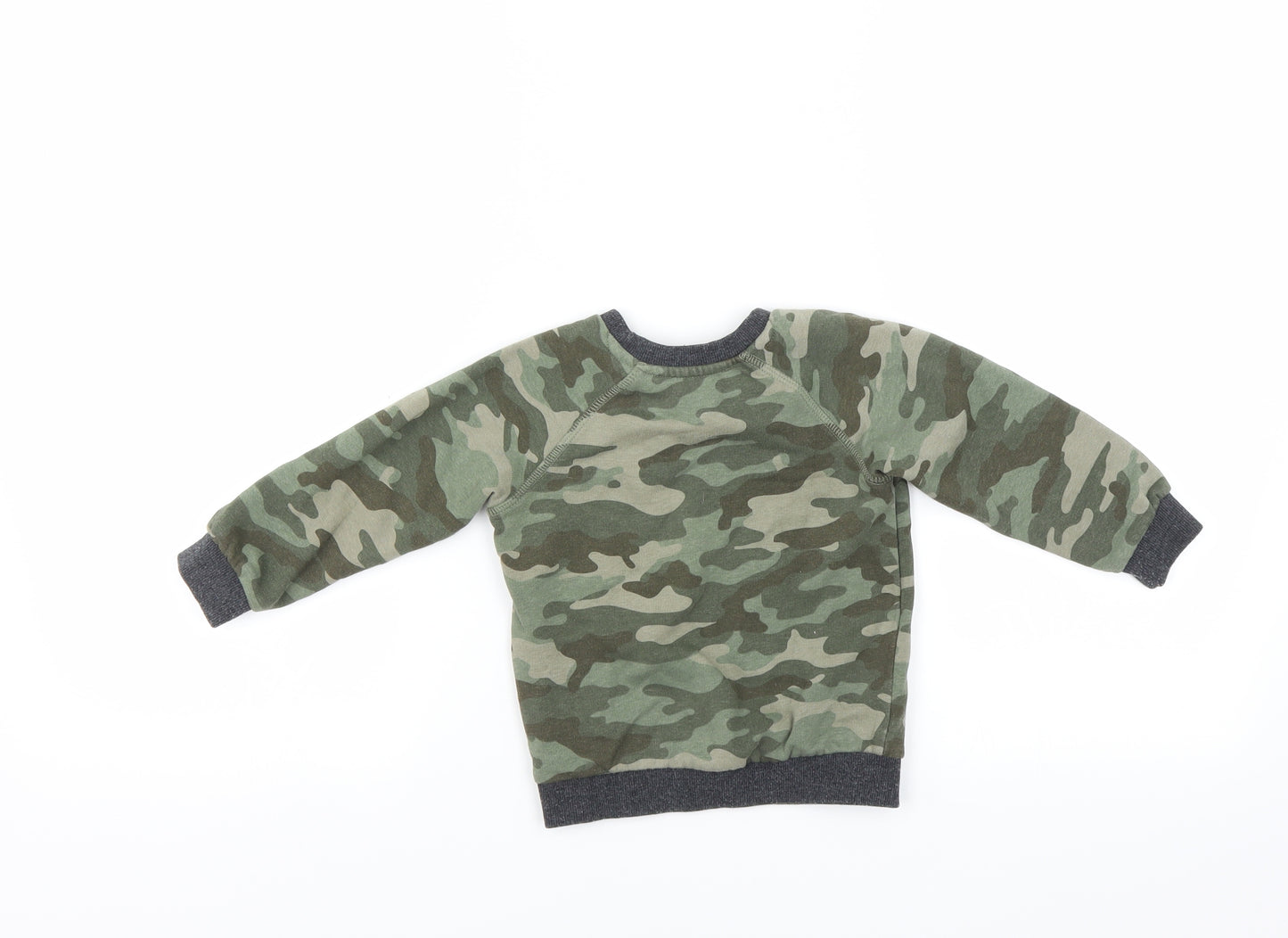 Matalan Boys Green Camouflage  Pullover Jumper Size 12-18 Months