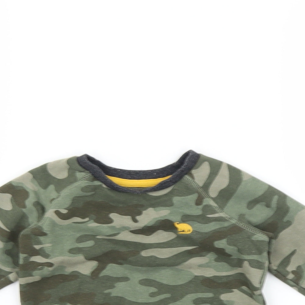Matalan Boys Green Camouflage  Pullover Jumper Size 12-18 Months