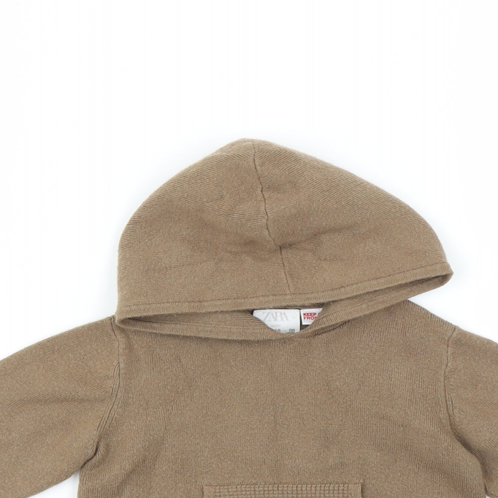 Zara Baby Beige   Pullover Jumper Size 12-18 Months  - hooded