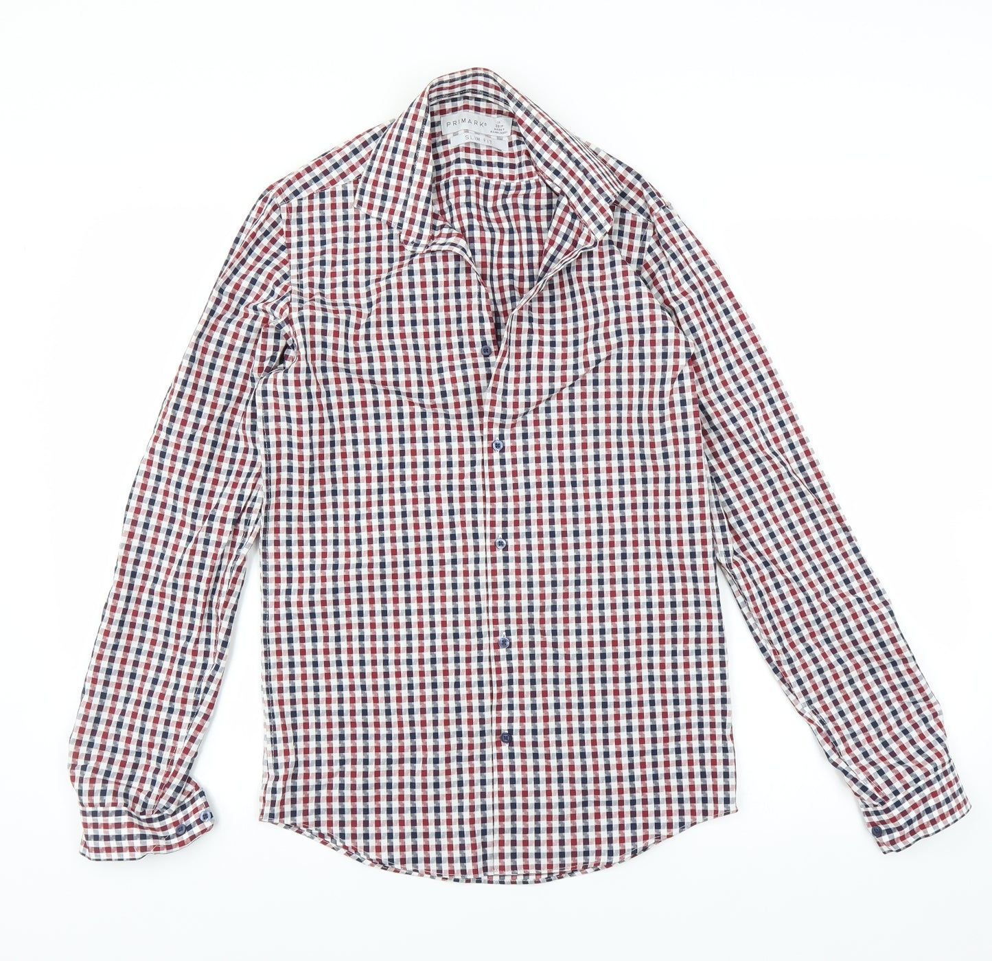 Primark Mens Red Check   Button-Up Size 14